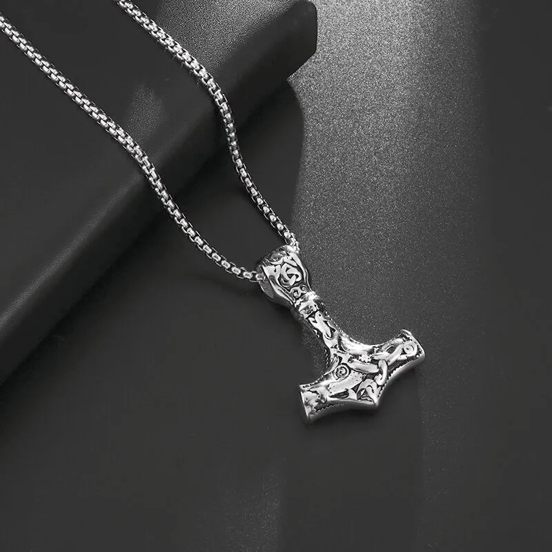 Винтажный скандинавский Викинг Celtic Thor ожерельлье молоток мужской амулет серебряный цвет кулон викингов ювелирные изделия панк ожерелье (art.: 3920bd9e074da) - 3920bd9e074da