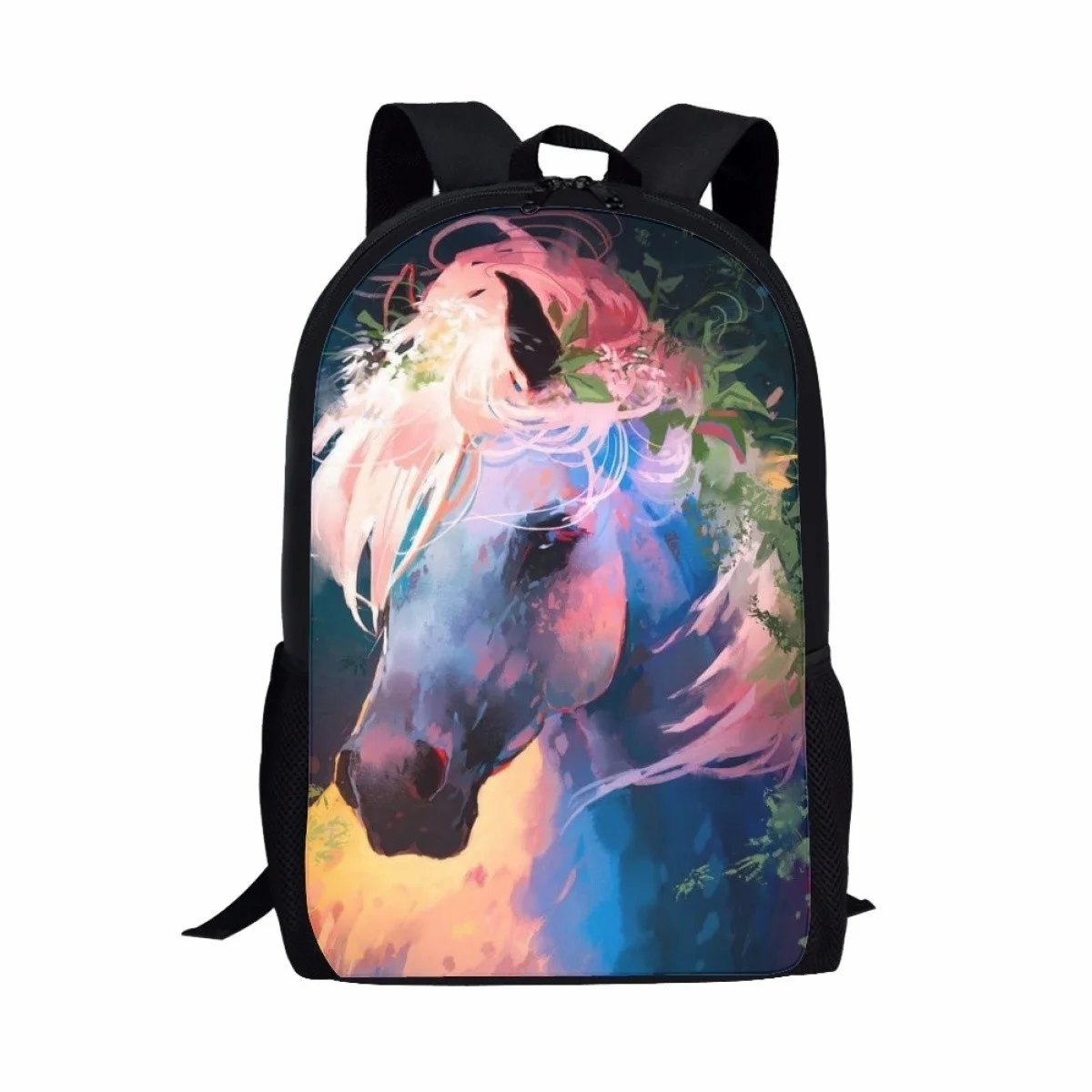 

Running Horse Printed School Bag for Students Girls Boys Book Bag Casual Storage Backpack Computer Bag Teenager Daily Backpack