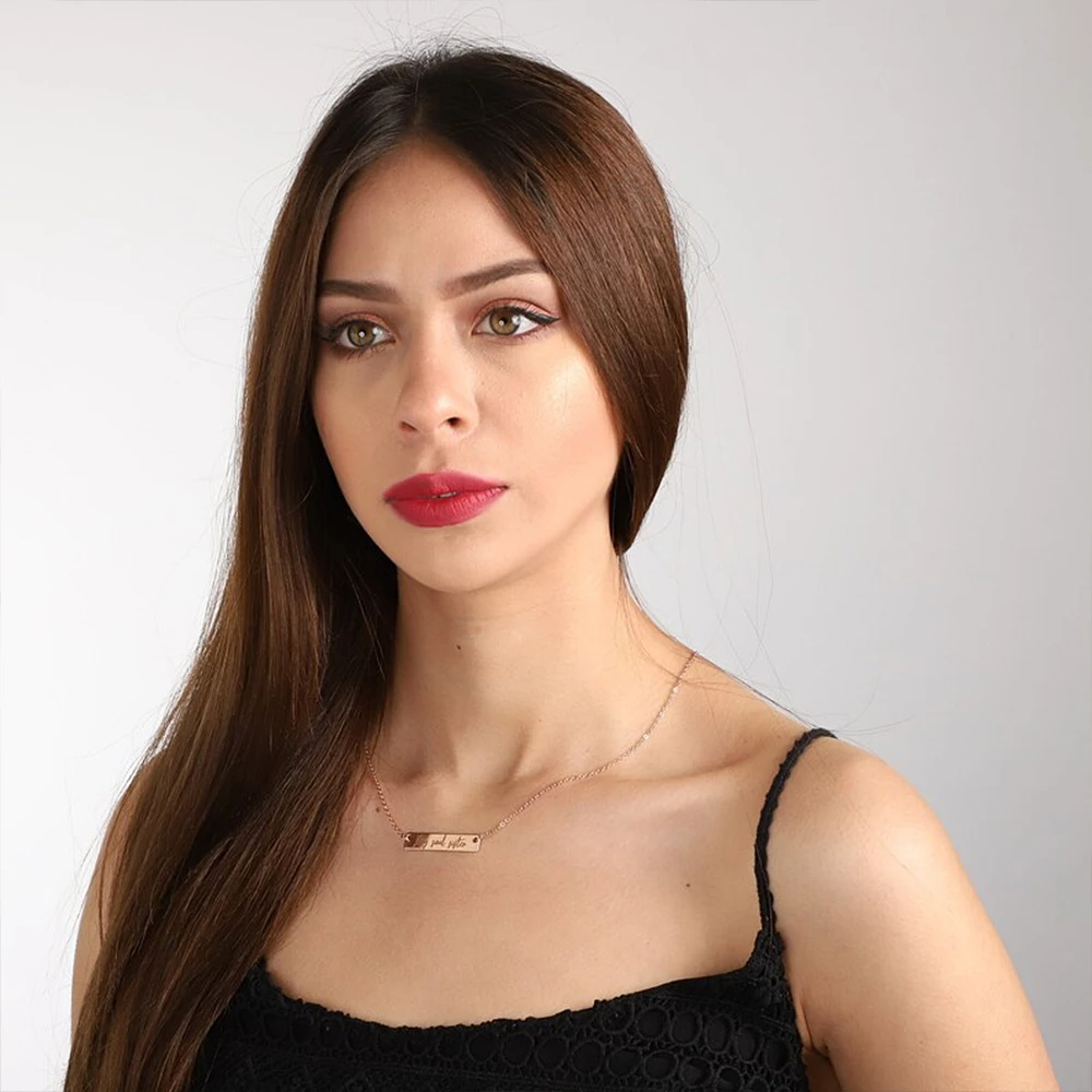 Stainless Steel Women's Custom Necklace Personalized Text Name Carved Necklace Women's Jewelry Mother, Girlfriend Gift