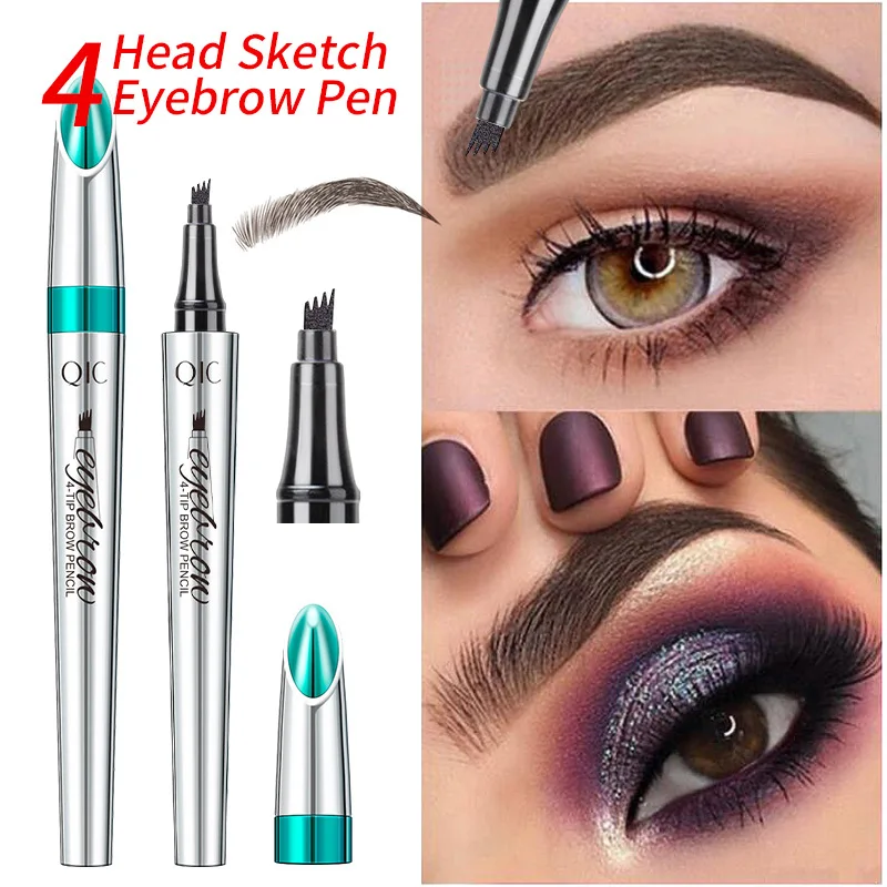 

4 Point Fork Eyebrow Pen Waterproof Tip Eyebrow Tattoo Pencil Long Lasting Professional Fine Sketch Liquid Eye Brow Pencil