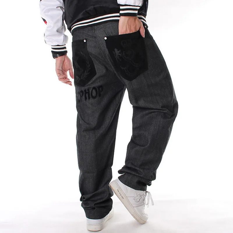 

Loose hip hop jeans men printed jeans Men's dress big yards tide straight trousers hip-hop HIPHOP hip-hop clothing flocking