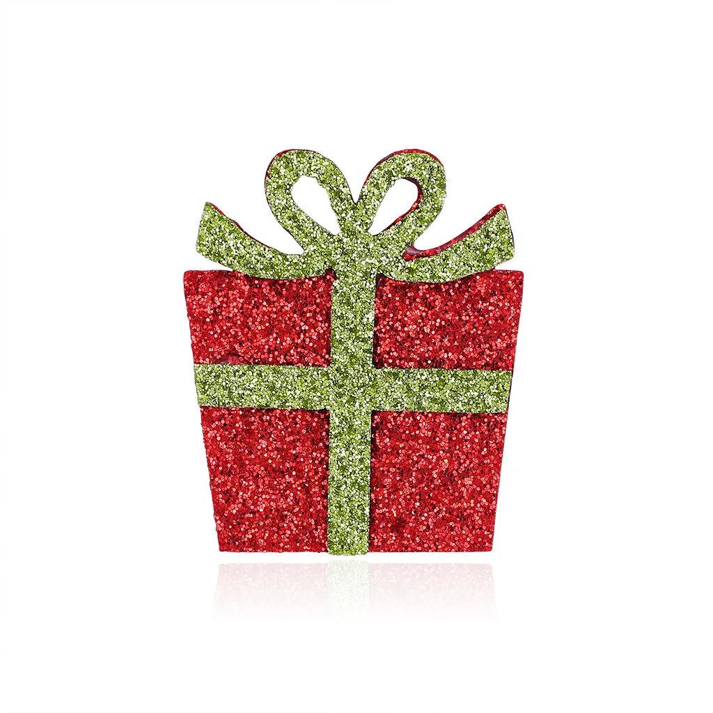 

TULX Handmade Felt Christmas Gift Box Brooch Pin Bowknot Brooches For Women Kids Fashion Jewelry Coat Accessories