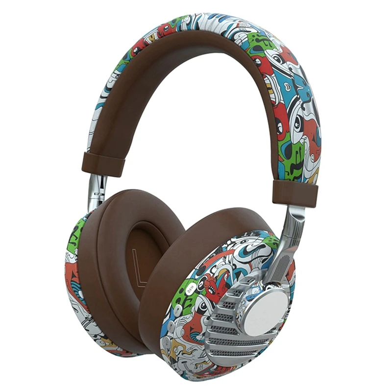 

Headphones Graffiti Sports Noise Radio Headset 3.5Mm/Bluetooth TF Card Headset Wireless Stereo Black And White