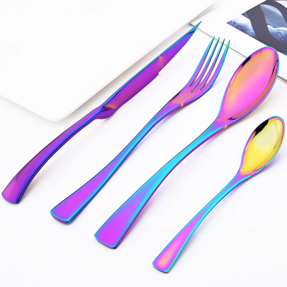 

Набор столовой посуды Western Rainbow, 24 шт., набор столовых приборов из нержавеющей стали 304, кухонная утварь