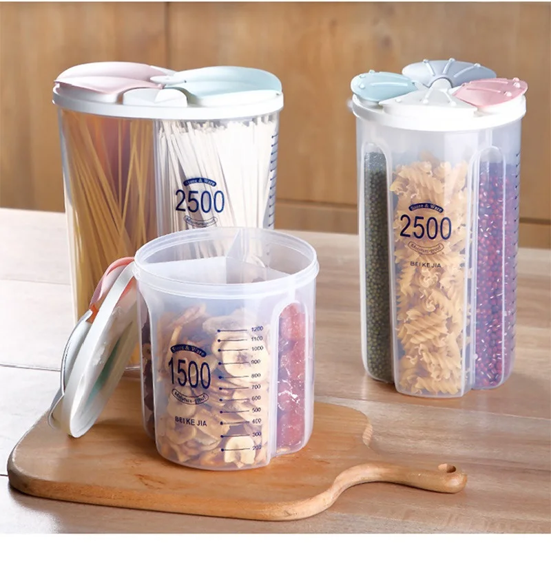 

1pc Kitchen Moisture-Proof Grains Sealed Tank Transparent Plastic Vacuum Tank Snack Storage Tank Food Storage Flour Dispenser