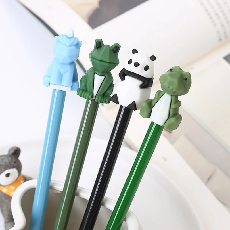 

16Pcs Cute Cartoon Gel Black Ink Pens Students Present Comfort Grip 4 Styles Cute Animals Writing Pens Assorted Styles