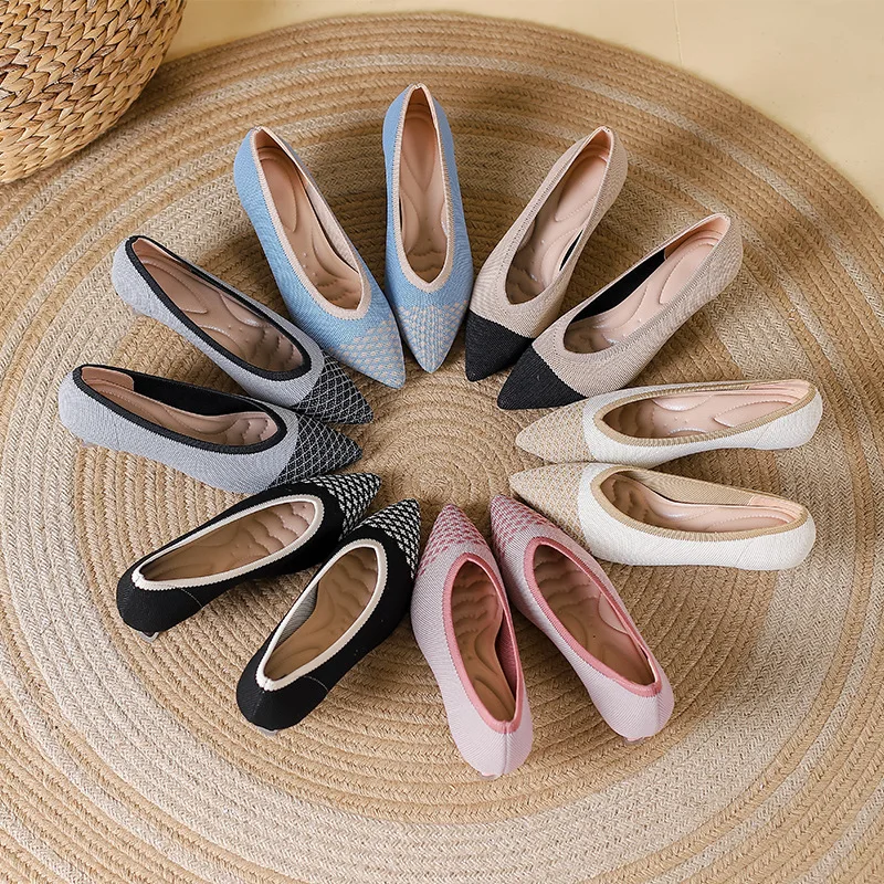 Новинка 2023 женская обувь на высоком каблуке сезон весна-осень вязаная модная