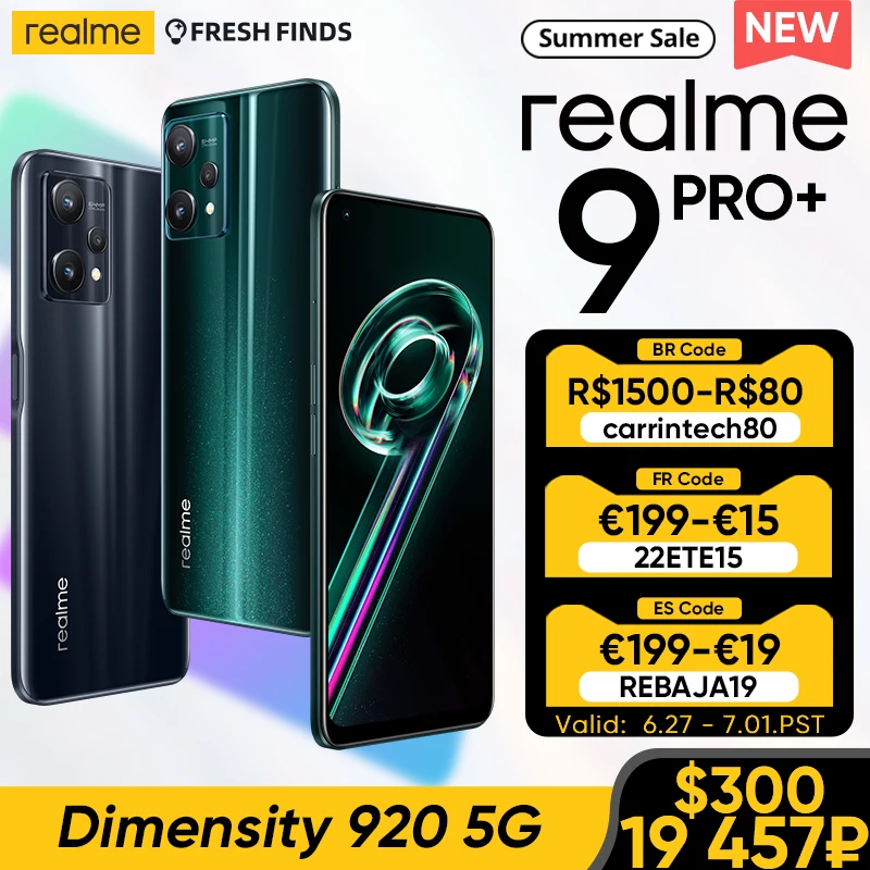  Смартфон realme 9 pro plus 5G Мобильный телефон Dimensity 920 5G Процессор Sony imx766 OIS Камера 60 Вт Superdart AMOLED Дисплей 