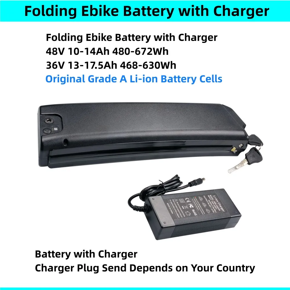 Складной велосипедный Аккумулятор для электровелосипеда, 48 В, 10 А · ч, 14 А · ч, 36 В, 13 А · ч, 15 А · ч