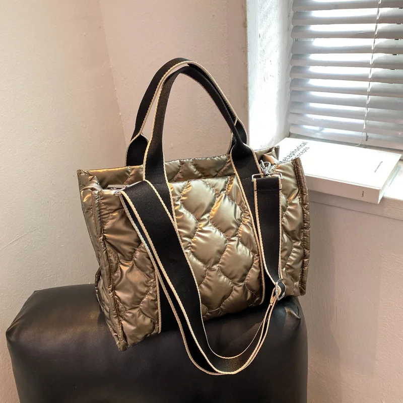 

2022 зимняя хлопковая одежда, большая сумка, модная простая хлопковая сумка большой вместимости для одежды, Повседневная текстурная Портатив...