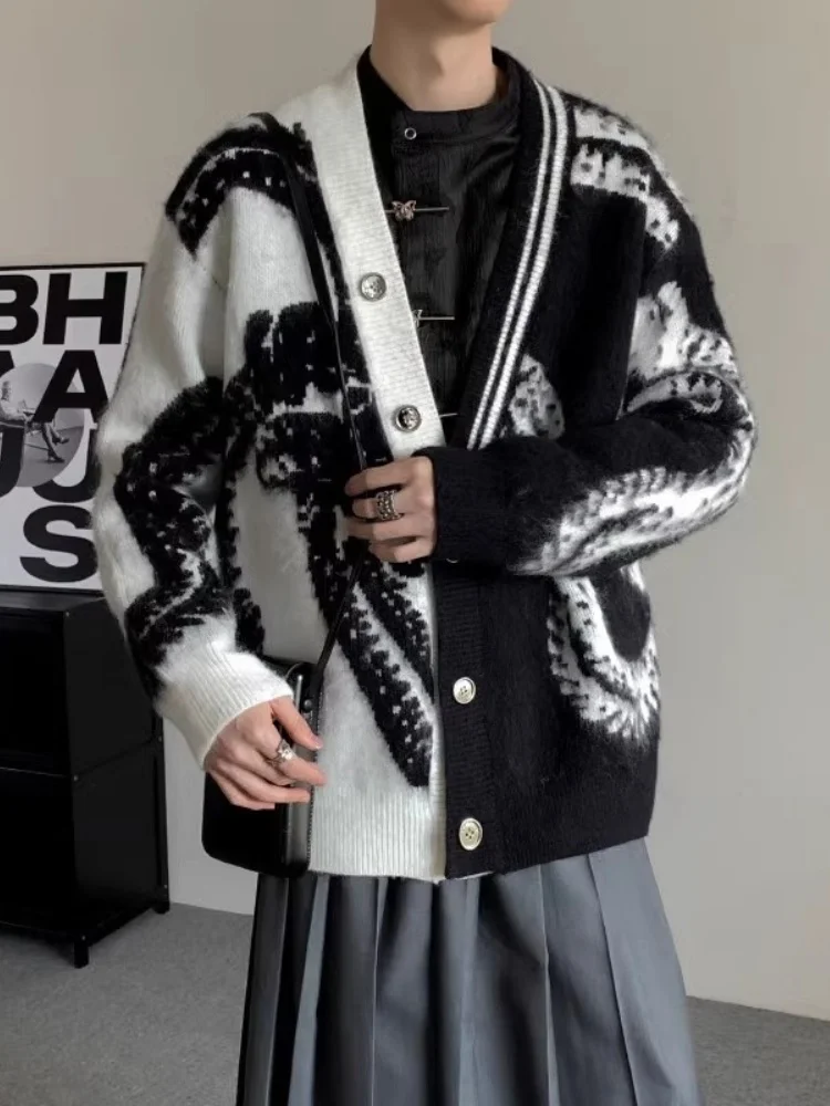 Кардиган с v-образным вырезом и принтом тай-дай верхняя одежда мужской