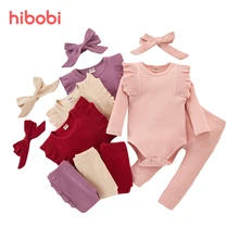 Hibobi-Conjunto de ropa para bebé recién nacido, Camiseta con volantes, pelele, Tops, Leggings, pantalones, conjunto de ropa