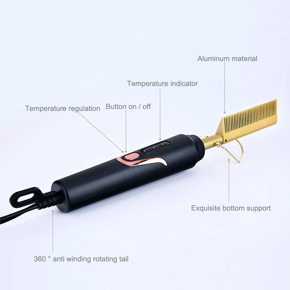 Heating Comb Straightener Electric Hot Comb Flat Iron Hair Straightening Brush Smoothing Iron Comb Hair Straightener Brush images - 6