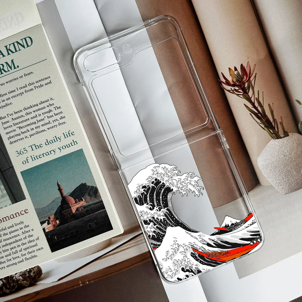 Чехол с узором Великая волна от Канагавы для Samsung Galaxy Z Flip 6 5 4 3 Beauty Flip6 Flip5 японский