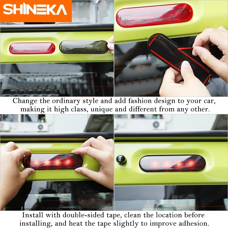 SHINEKA Car Stickers For Suzuki Jimny 2019 2020 2021 2022 ABS Rear High Brake Light Decoration Frame Cover Accessories |