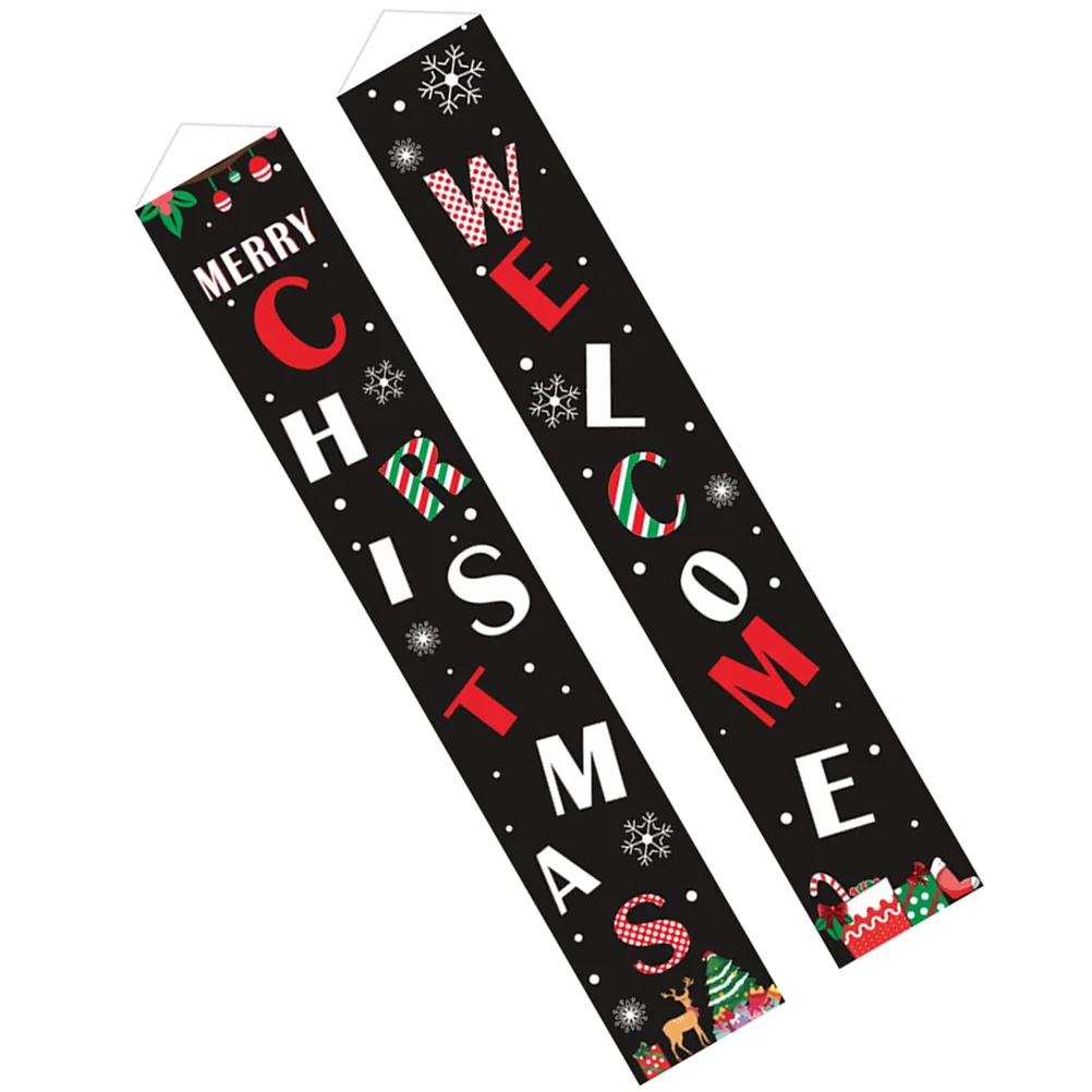 

Christmas Banner Door Merry Sign Porchhanging Curtain Decoration Bright Welcome Outdoor Decorationsbanners Front Wall Couplet