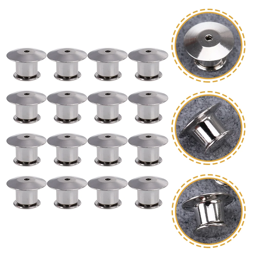 22 Pcs Round Flat Head Card Cap Pin Backs Jewelry Supplies Accessories Locking Clasp Replacement Metal Hats Replaceable Keeper