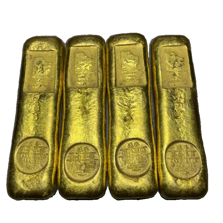 

LAOJUNLU Antique Miscellaneous Antique Crafts Lion'S Head Gold Ingots Gold Bars Hong Kong Gold Bars Brass Gilt Chinese