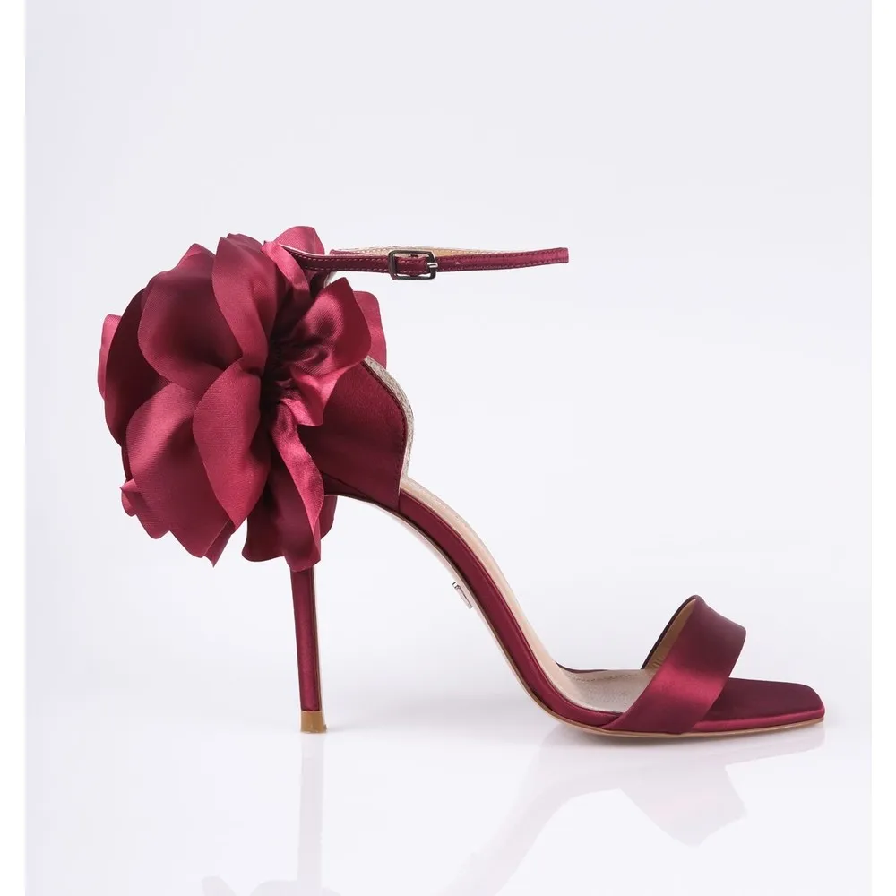 

Dorlie Nicole Burgundy Satin Thin Heels Shoes