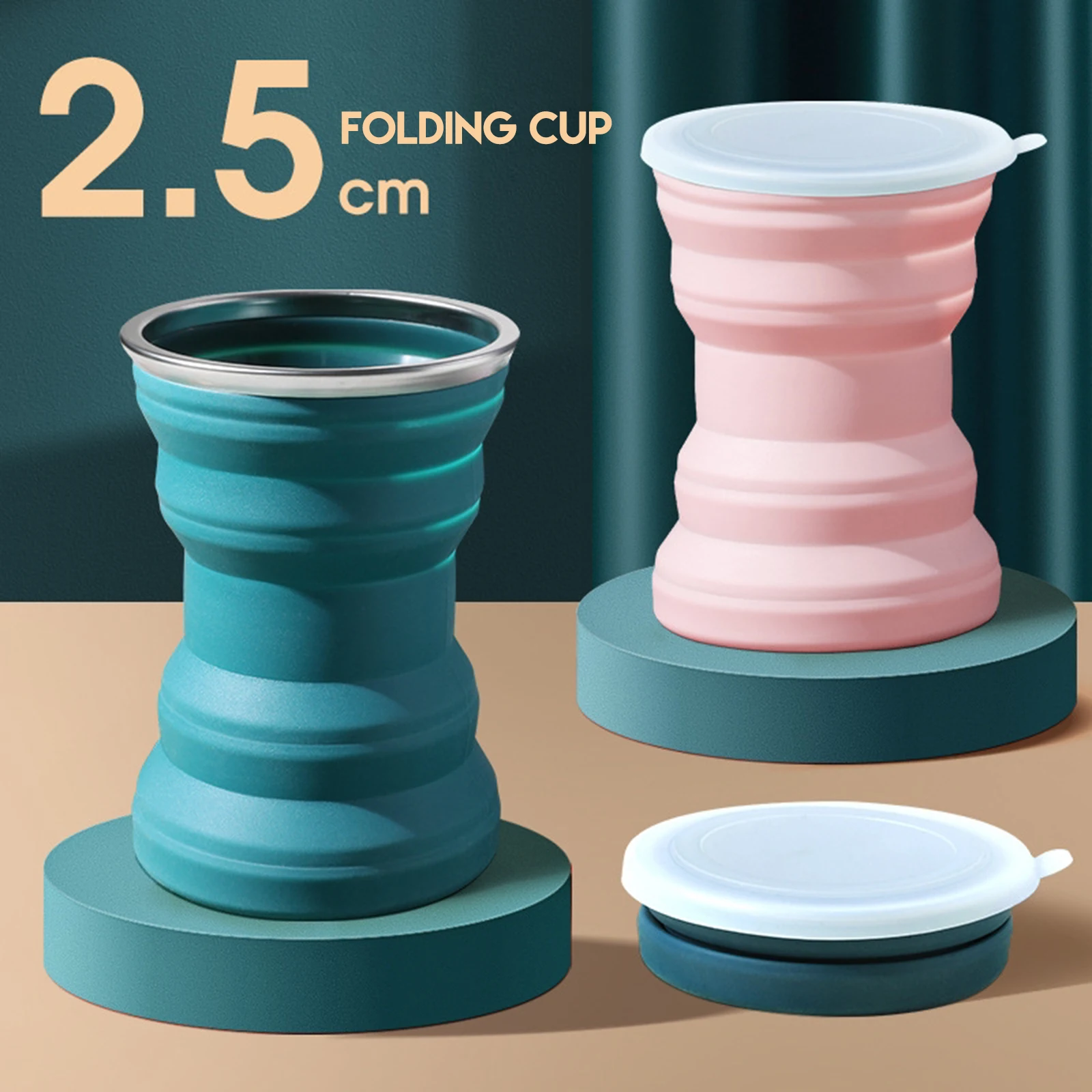 

Складные чашки, 320 мл/350 мл, чашка для воды пищевого класса, дорожная силиконовая Выдвижная цветная портативная уличная чашка для кофе, посуд...