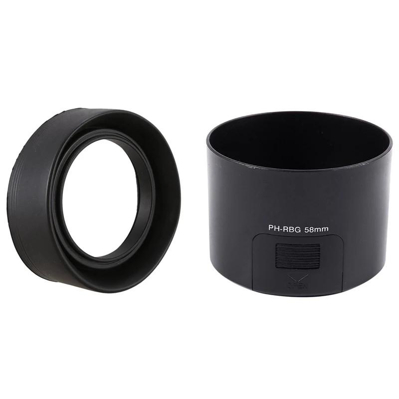 

52Mm 3-Stage Collapsible Rubber Lens Hood For Canon 50/1.8 & PH-RBG 58Mm Lens Hood Black For Pentax SMCP-DA 55-300Mm