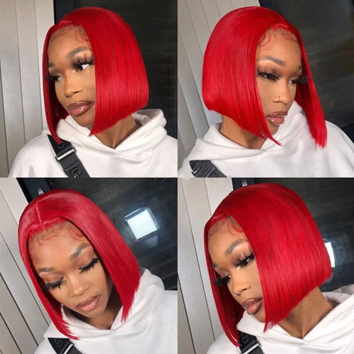 Прямой короткий парик шнурка предварительно выщипанный с детскими волосами 13X4