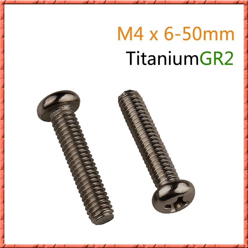 

50pcs/lot DIN7985 Pure titanium pan head Phillips screws round head machine screws M4x6/8/10/12/15/20/25/30/35-50 Ti screws