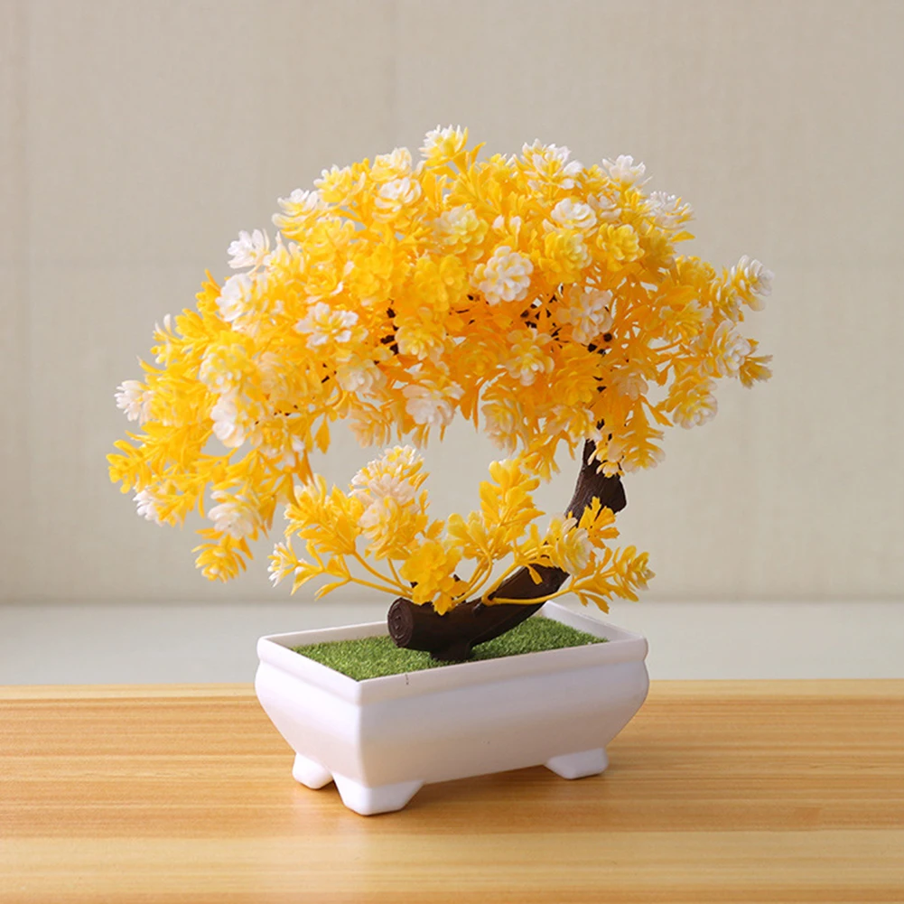 

Ornaments Simulation Potted Plastic Artificial Fake Garden Small Hotel Flowers Plant Bonsai Home Decor Tree Pot Table