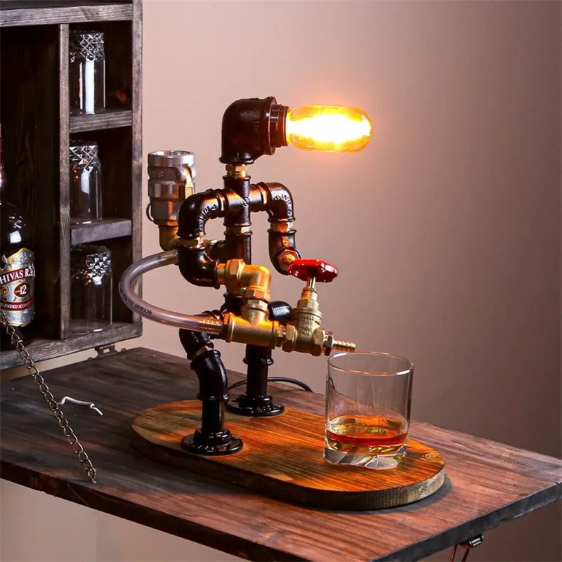 

Steampunk Fireman Alcohol Whisky Dispenser Single Double Faucet Resin Ornaments Whiskey Bottle Bar Dispenser Flask Wine Tool
