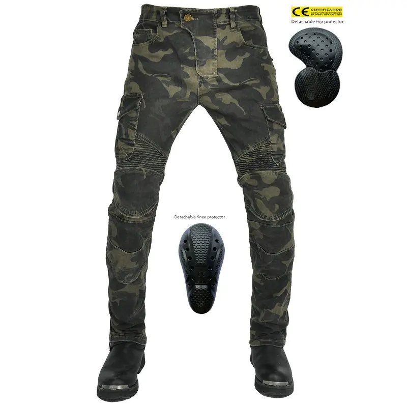 

2022 New Men's Camouflage Casual Motorcycle Jeans Motorcycle Riding Pants Multi Bag Tooling Racing Anti Fall Pants