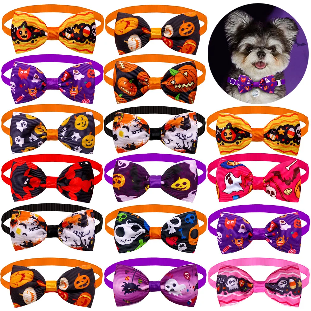 

1PC Halloween Adjustable Dog Cat Bow Tie Neck Tie Pet Dog Bow Tie Puppy Bow Collar for Kitten Collar Pet Accessories Pet Supplie