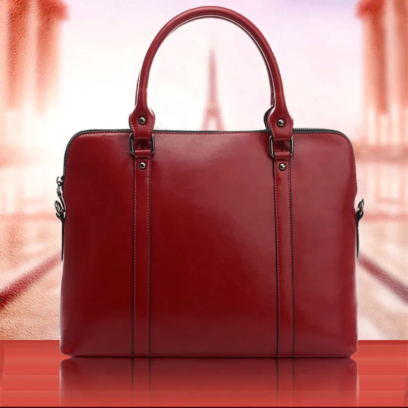 Business Genuine Leather Briefcase For Women Luxury Cowhide Handbag Large Capacity Shoulder Messenger Bag Ladies Laptop Bag