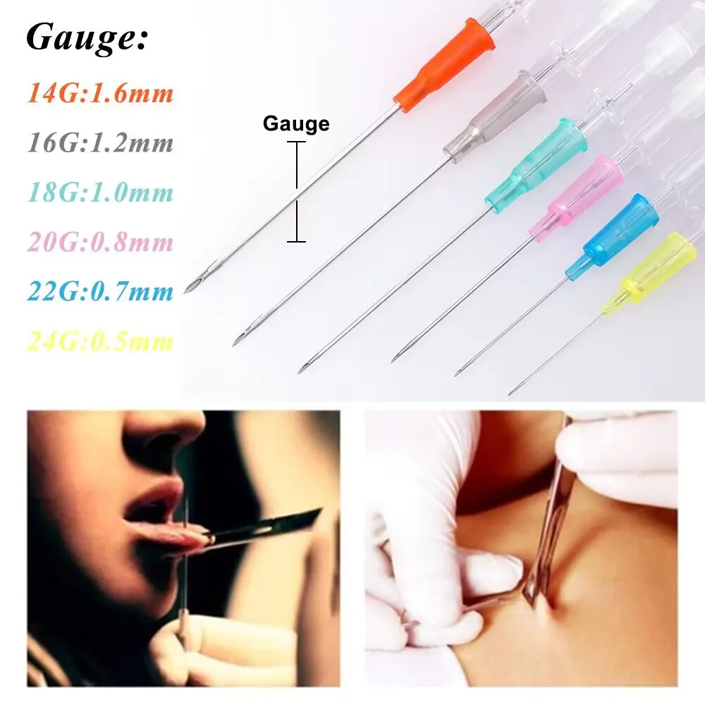 

1/3/10/30/50pcs Piercing Needle Disposable I.V. Catheter Cannula Ear Nose Septum Navel PIERC Needles14G 16G 18G 20G 22G