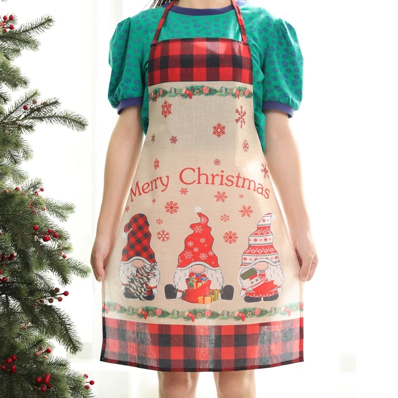 

Chistmas Apron Holiday Kitchen Apron Snowflake & Rudolph Apron Decoration Apron for Christmas Dinner Party Cooking