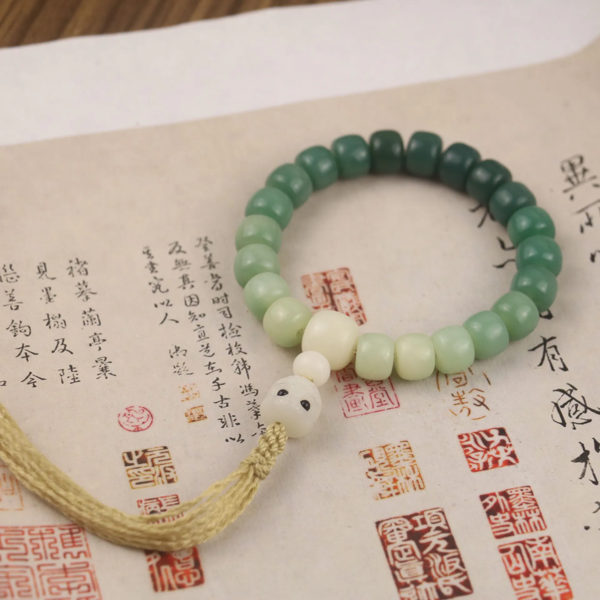 

Браслет с натуральными зелеными искусственными бусинами для мужчин и женщин, украшение для йоги в тибетском буддистском стиле, с благослов...