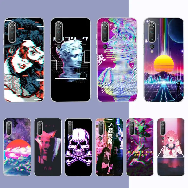 

Vaporwave Glitch Anime Phone Case for Samsung S21 A10 for Redmi Note 7 9 for Huawei P30Pro Honor 8X 10i cover