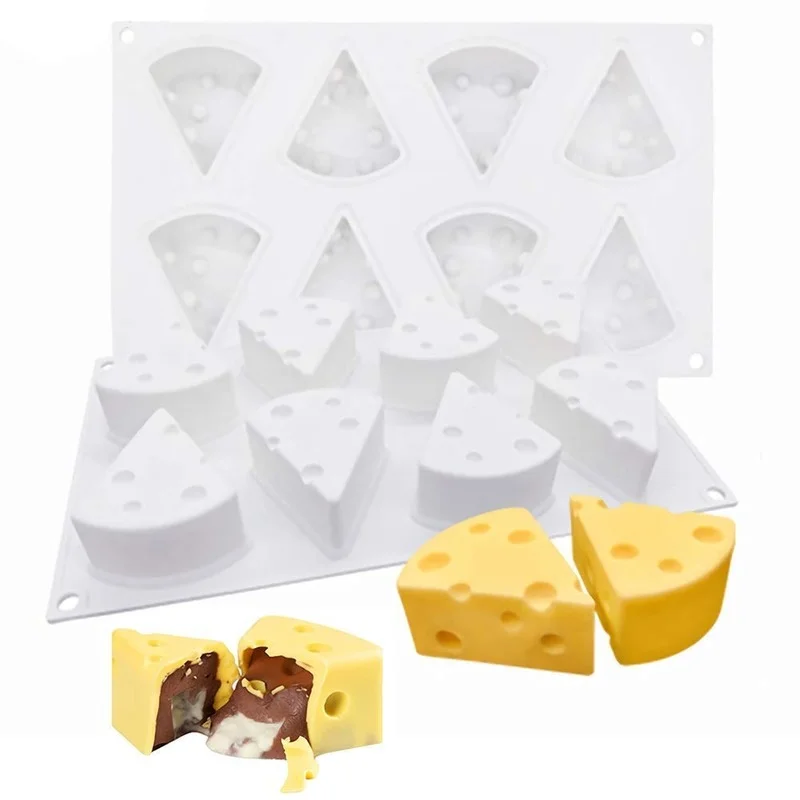 

Cheese Silicone 8 Cavity Cake Mold for Mousse Jelly Pudding Chocolate Ice ​Cream Bread Dessert Baking Bakeware Decorating Tool