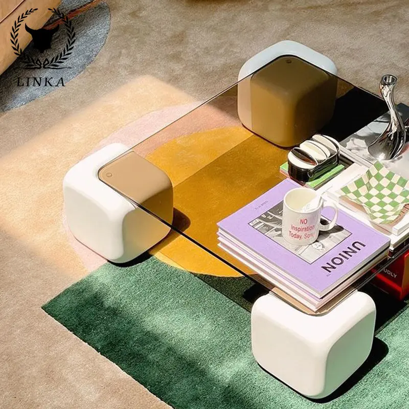 

Пользовательский Скандинавский дизайн датский квадратный чайный столик искусственный стол Тихая ветровая сетка красный маленький стеклянный дом