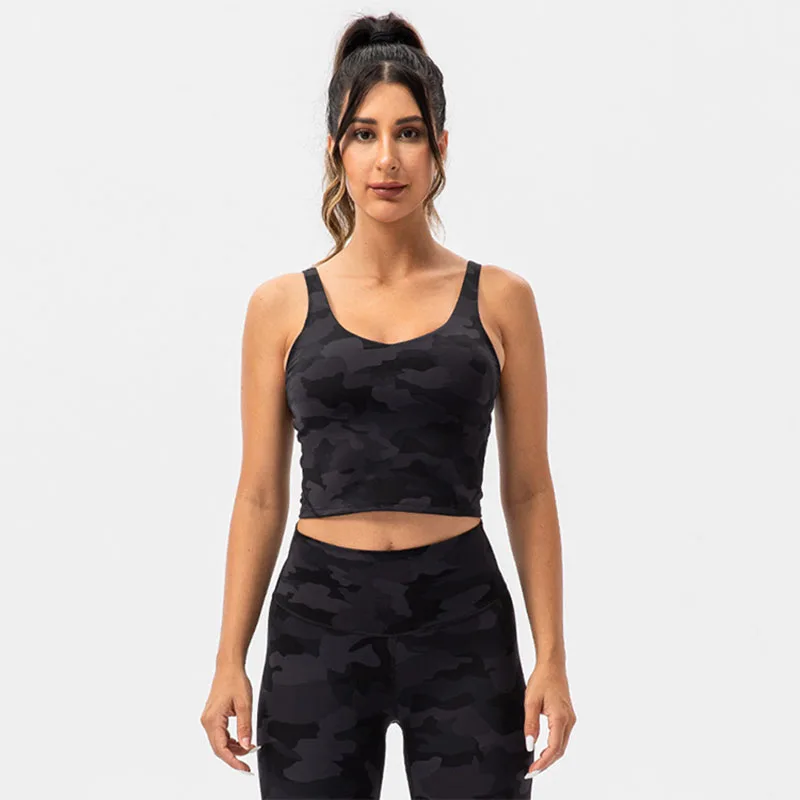 

Luluwomen Camo Yoga Sports Bra For Women Naked Feel Workout Crop Tops Large Size Vest Gym Tank Female Sportswear Active Wear