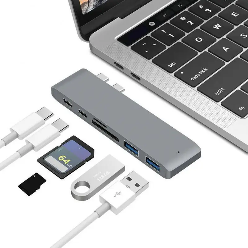 

Портативный USB-концентратор с разъемом типа C 7 в 1, USB 3,1, кардридер для SD, TF-карт, адаптеры, USB C, сплиттер для MacBook SUM, S8, S9, Huawei P20, P30, новинка 2022