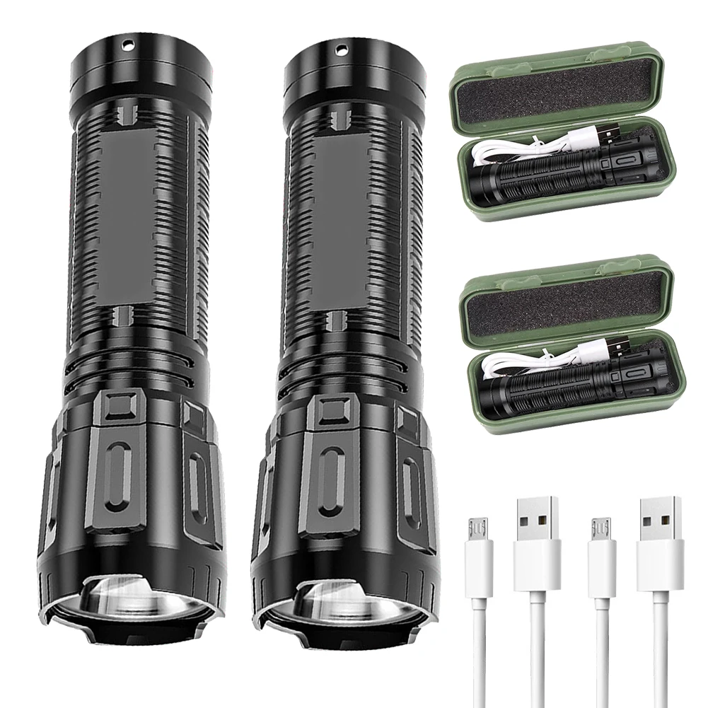 

Светодиодный фонарик, перезаряжаемый от USB, 3 режима, степень защиты IPX4, 2 шт.
