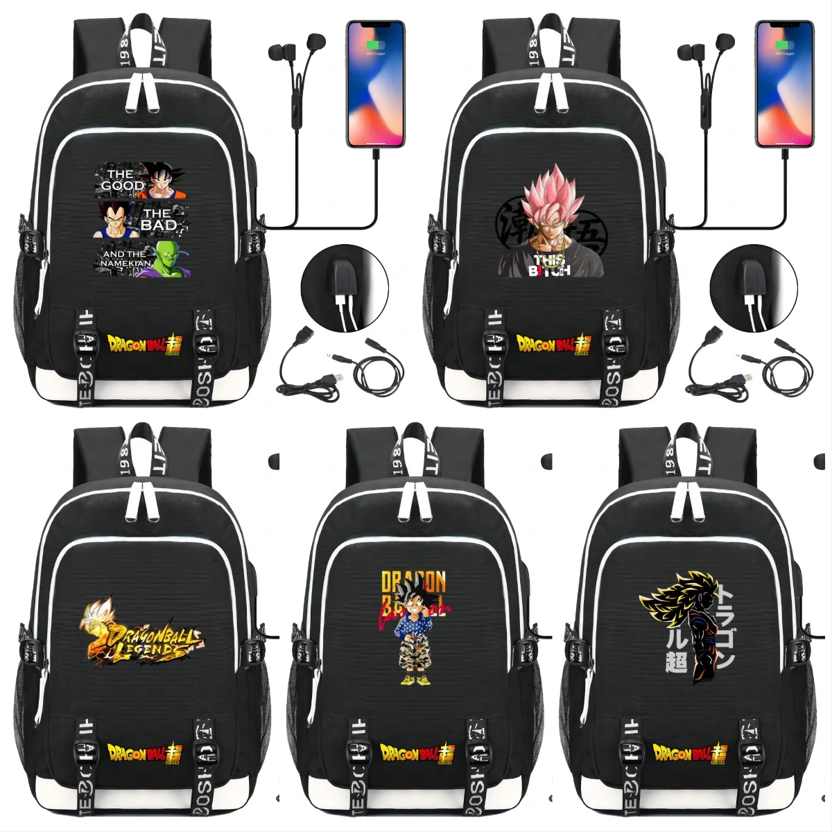 

Hot Backpack Dragon Ball Printed Black Cartoon Boys Girls School Bags Capacity Teens 16inch Laptop Mochila Infantil