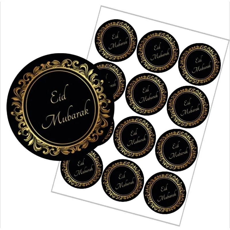 

60Pcs EID Mubarak Paper Stickers Ramadan Kareem Decorations for Home Islam Muslim Festival Favor Box Gift Label Sticker Ramadan