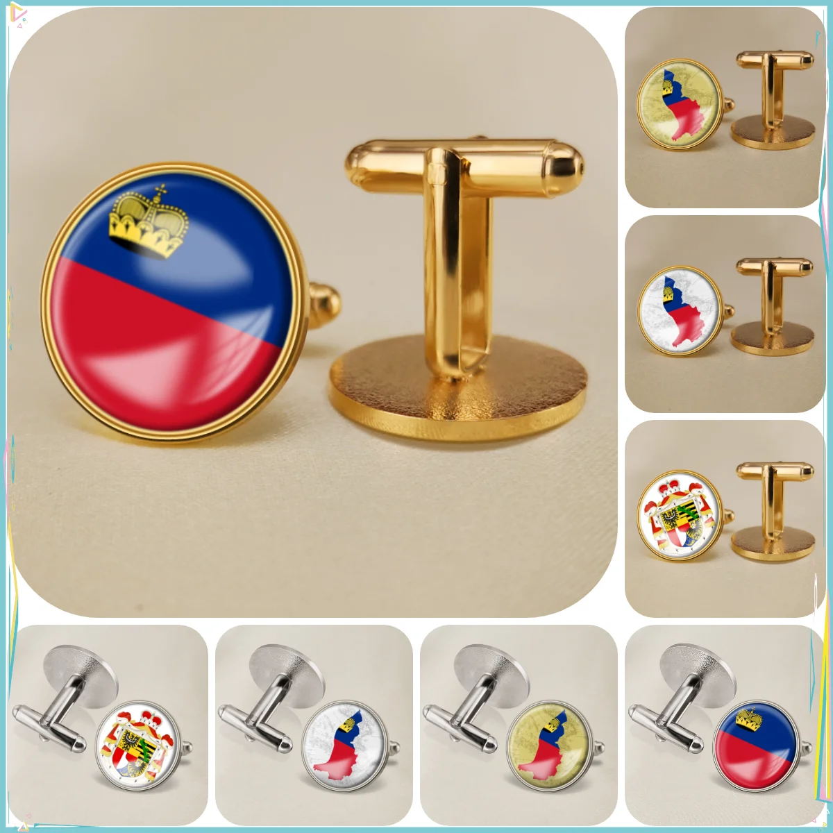 Libya Liechtenstein Lithuania National Emblem Flag Cufflinks