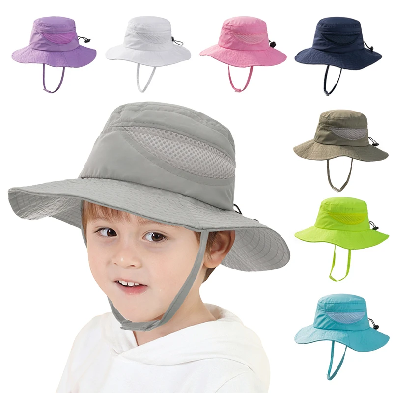 

Summer Bucket Hat Children's Spring Hat Baby Sun Hat Boys Cap Children Unisex Beach Hats Fold Girls Sun Hat Kids Solid Hats 1-4Y