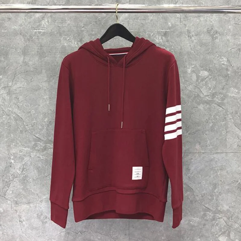 TB Sweatshirts Man New Hooded Clothing Cotton Loose Jacket Men Women Sweatshirts Hoodies Striped Casual Red Sportswear Coat