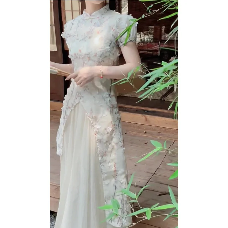 

TINT ERA Cheongsam New Chinese Style High End Women's Wear 2023 New High End Feeling Temperament White Dress Elegant Summer
