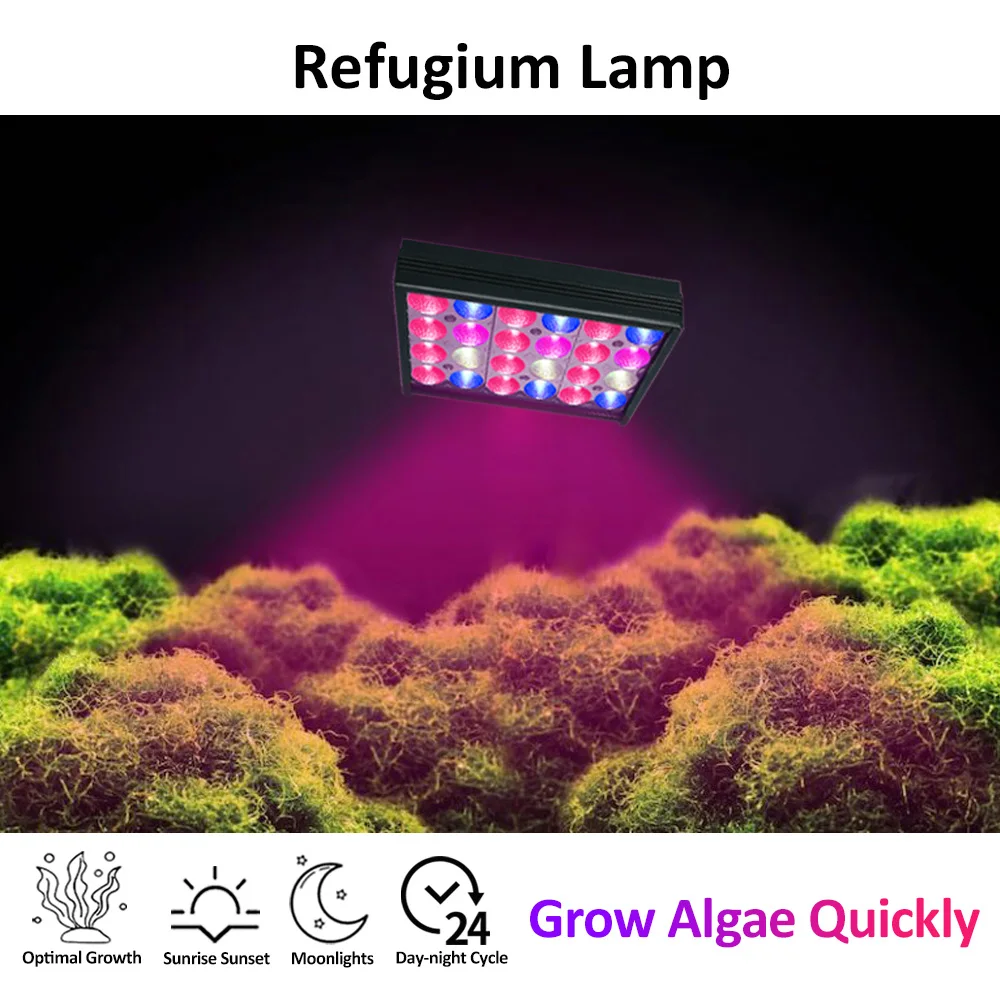 

PopBloom 30W Refugium LED Full Spectrum Algae Tank Light For Marine Corals Reef Aquarium Filter with sunset/moonlight, dimmable