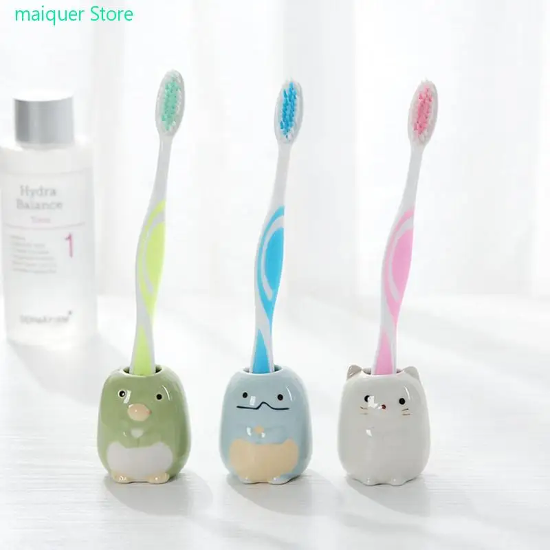 

1PCS multi-function ceramic toothbrush candy color holder wash toothpick padded cotton swab bathroom electric toothbrush storage
