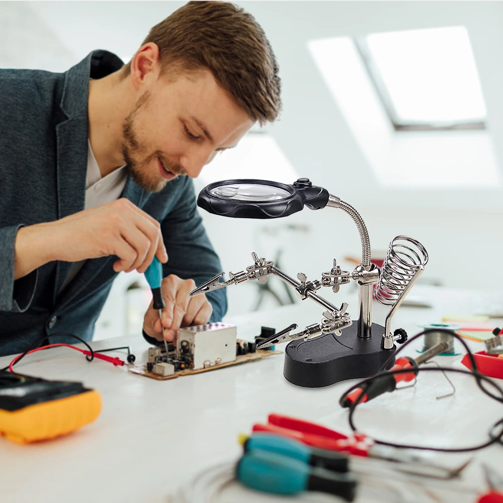 Светодиодная лупа с регулируемой опорой многофункциональная сварочная